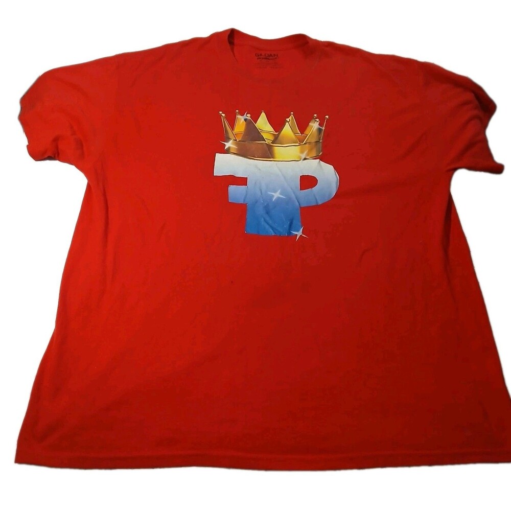 Gildan Dryblend XL Platinum Pete Red Crewneck T-Shirt Short Sleeve